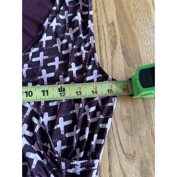 41 Hawthorn Faux Wrap Belted Dress Size Small Maroon All Over X Print Sleeveless - Picture 11 of 12
